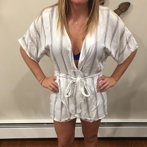 Blue& White-striped Romper NWT